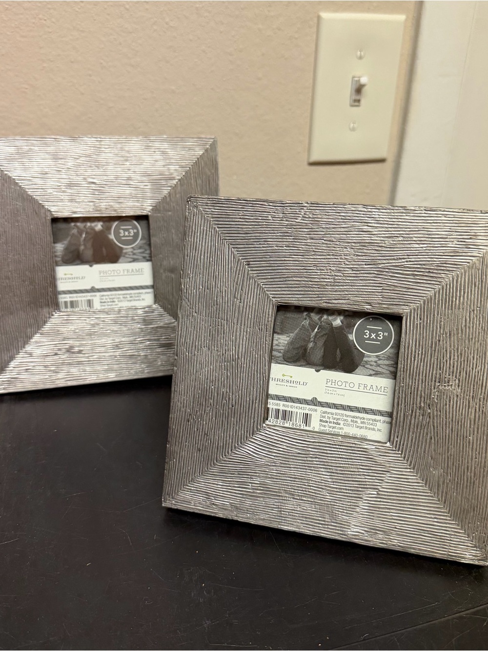 Threshold Silver Textured 3x3 Photo Frames - Set of 2